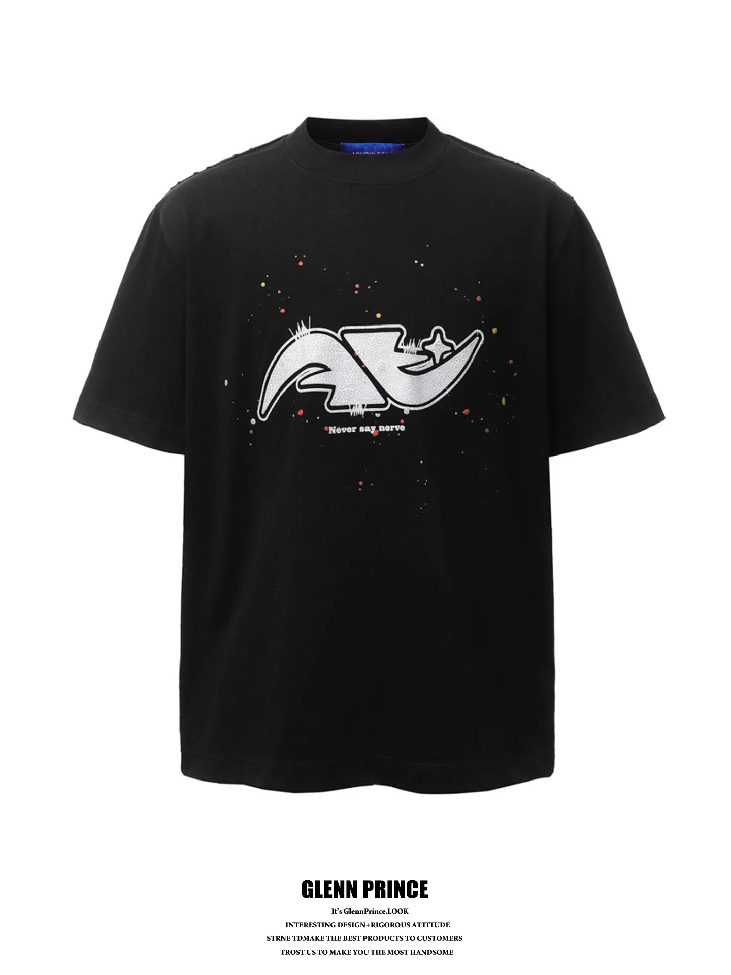 

GPstudio American Street Style Heavyweight 350G Splashed Ink Short Sleeve Men's T-Shirt Summer Casual Loose Fit Printed Tee