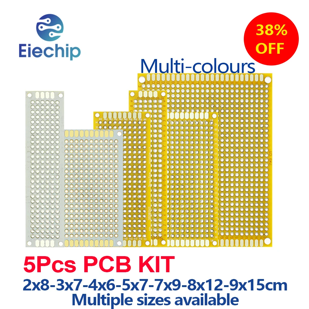 5PCS PCB Double Side Board Prototype Board 2x8 3x7 4x6 5x7 7x9 8x12 9x15cm Circuit Board DIY Universal Electronic Kit Protoboard