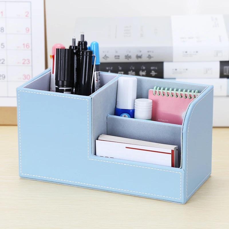 

Creative Pen Holder Ins Office Leather Storage Container Multi-function Small Storage Box Desktop Gift