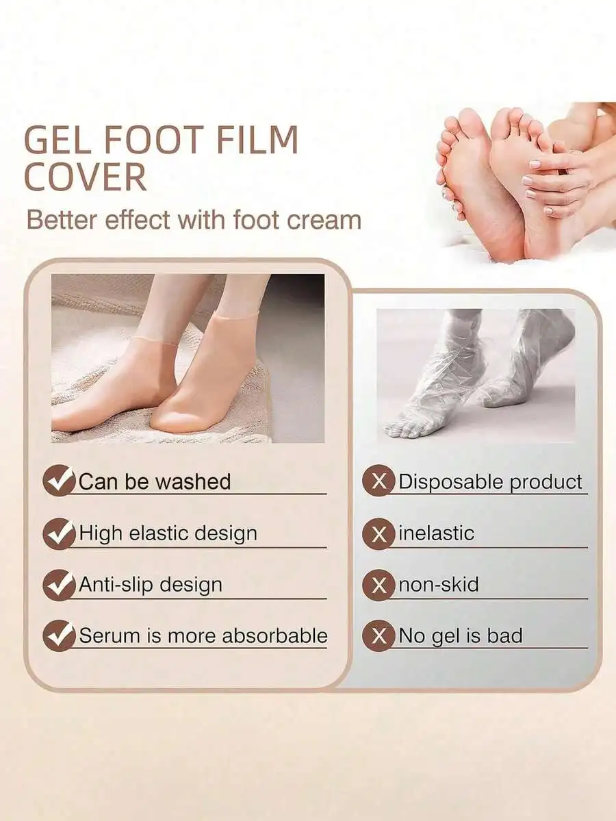 1 Pair Silicone Moisturizing Foot Socks, Effective Foot Care, Prevent Cracked Heels, Remove Dead Skin, Elastic Foot Socks, All-Day Moisture Locking, Prevent Dryness, Odorless, Easy To Wear And Remove, Soft And Comfortable Material. view 6