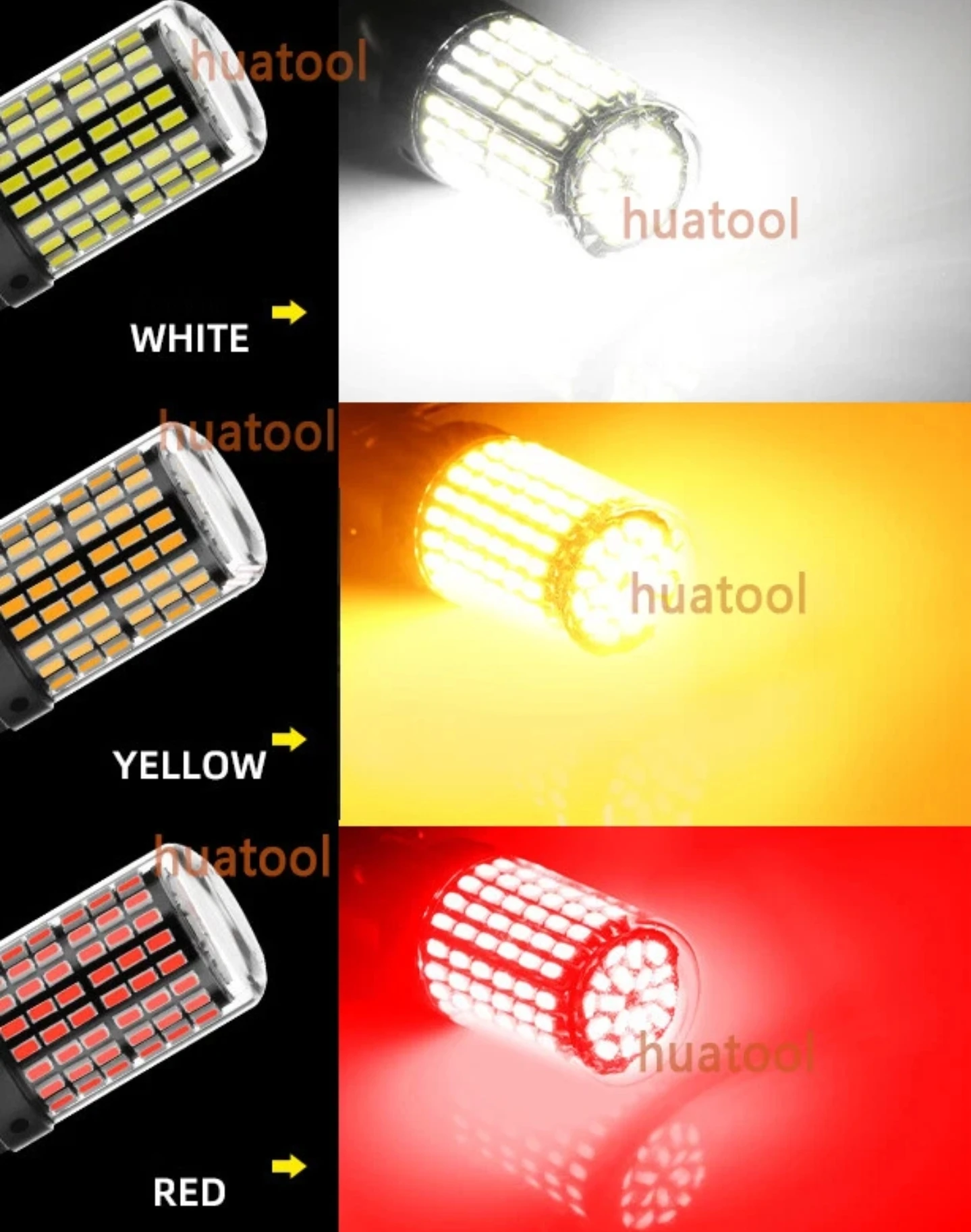 2x BA15S LED P21W Bulbs 144 SMD Extra Red For Car 1156