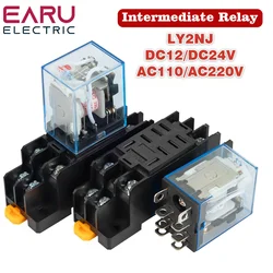 1pc LY2NJ HH62P HHC68A-2Z Electronic Micro Mini Electromagnetic Relay 10A 8PIN Coil DPDT With Socket Base DC12V,24V AC110,220V