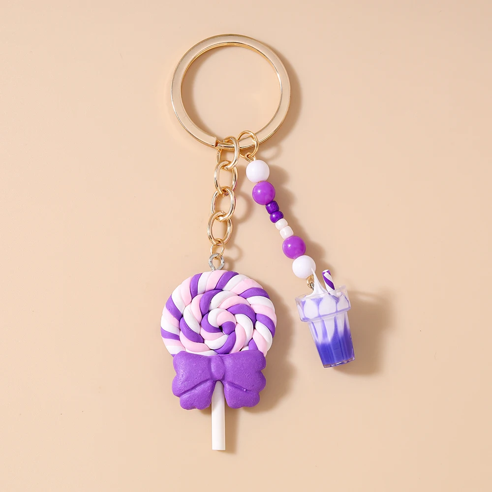 Pretty Resin Candy Lollipop Keychain, Juice Pendant