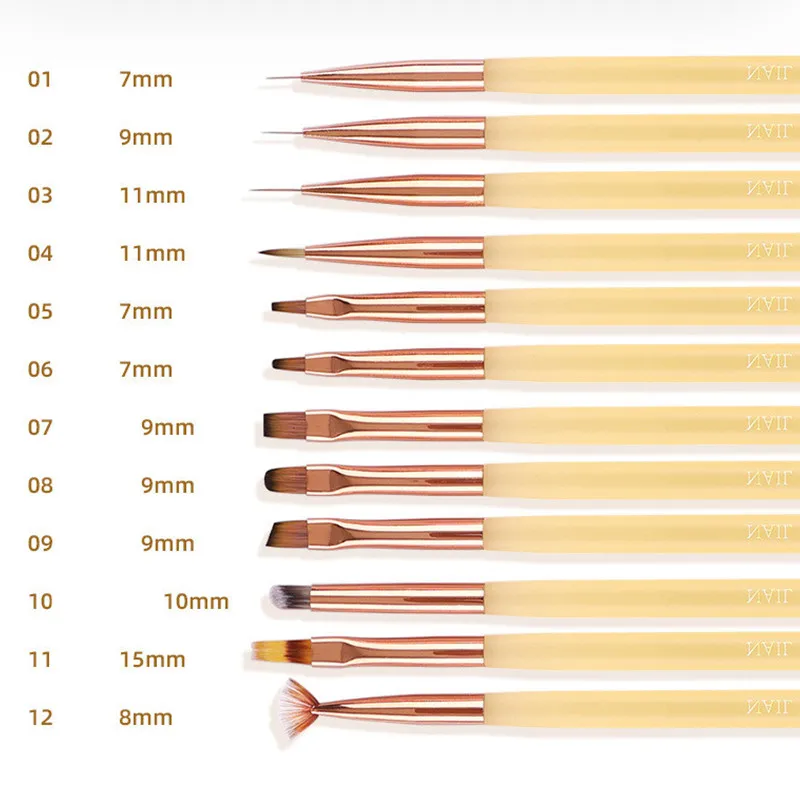 Transparent Handle Nail Art Pen Brush Coloring Pen Large Square Round Light Therapy Pen Halo Pen Nail Drawing Pen Flower Pen