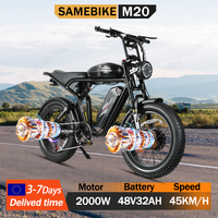 SAMEBIKE M20 Electric Bicycle 2000W Dual Motor 48V32AH Dual Battery All-Terrain Electric Bike 20 inch Fat Tire Off-road E-bike