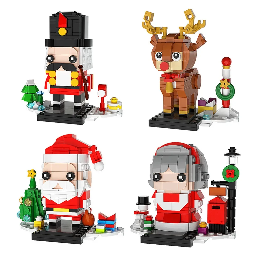 2023 City Winter Village Christmas Creativity Nutcracker Santa Claus Elk Model Building Blocks Bricks Bricks Toys For Kids Gift