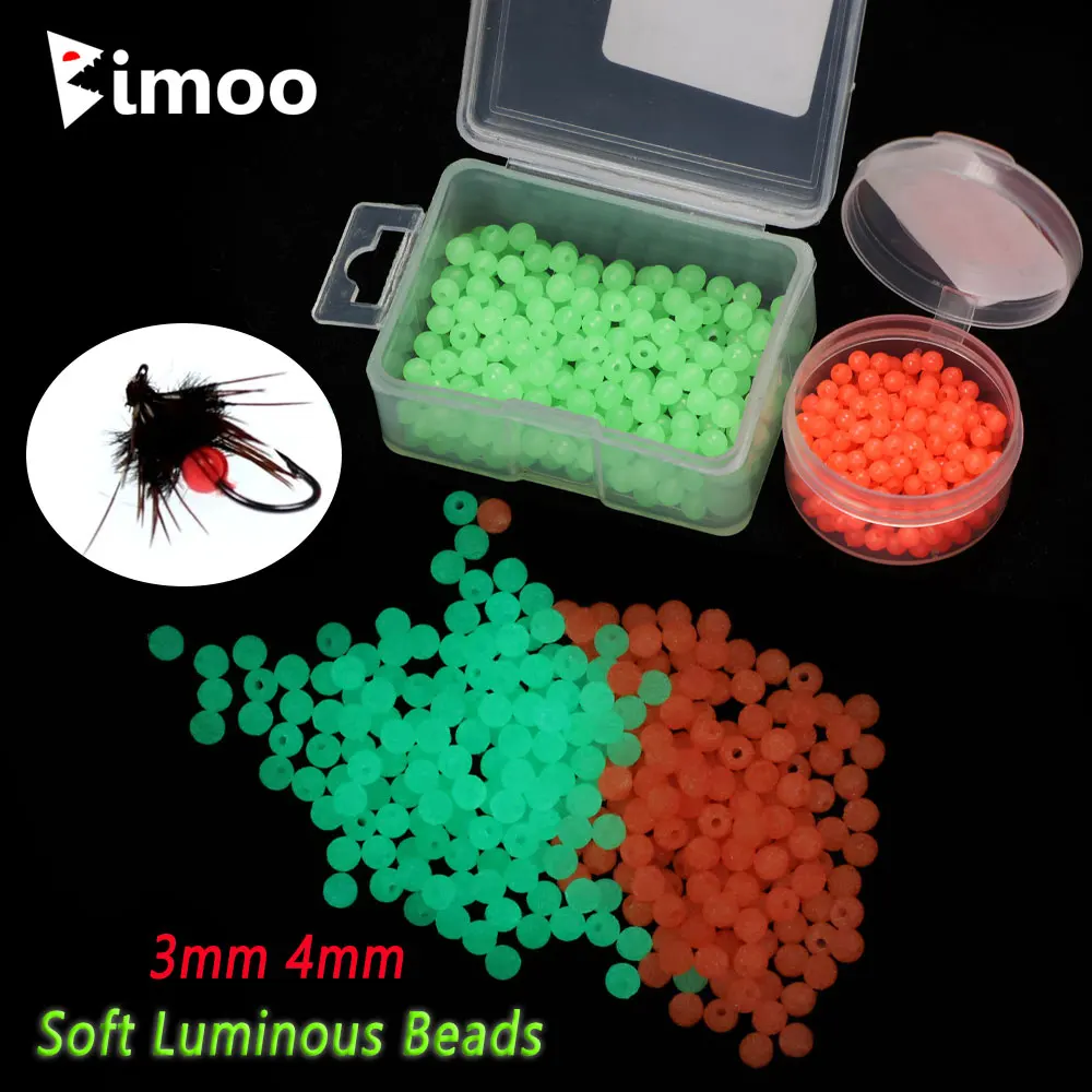 200/400 unidades de cuentas luminosas suaves para atado de moscas, material para atado de moscas, pesca en agua salada, mosca Sabiki, cuentas luminosas de 4mm con forma de huevo/vasija.