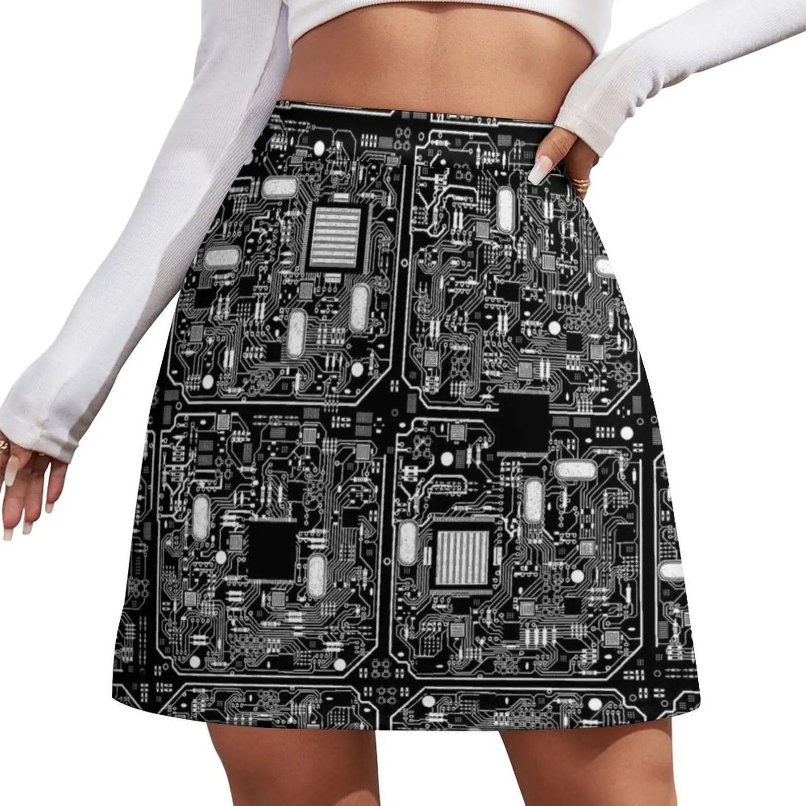 Serious Circuitry Mini Skirt korean luxury clothing sexy short mini skirts mini skirts modest skirts for women