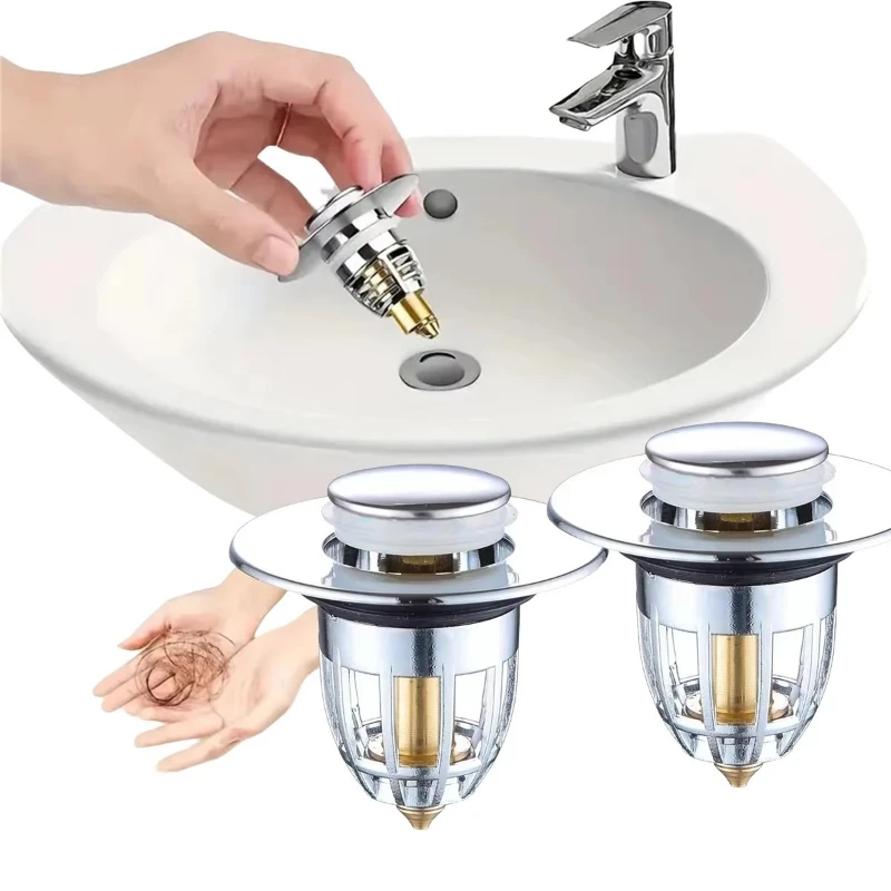 1/3 Stück Universeller Rückstößel-Abflussstopfen, Wasserleckage-Stopfen für Waschbecken, Haarfänger für Badezimmerwaschbeckenfilter, einfach zu drücken. – Detail 7