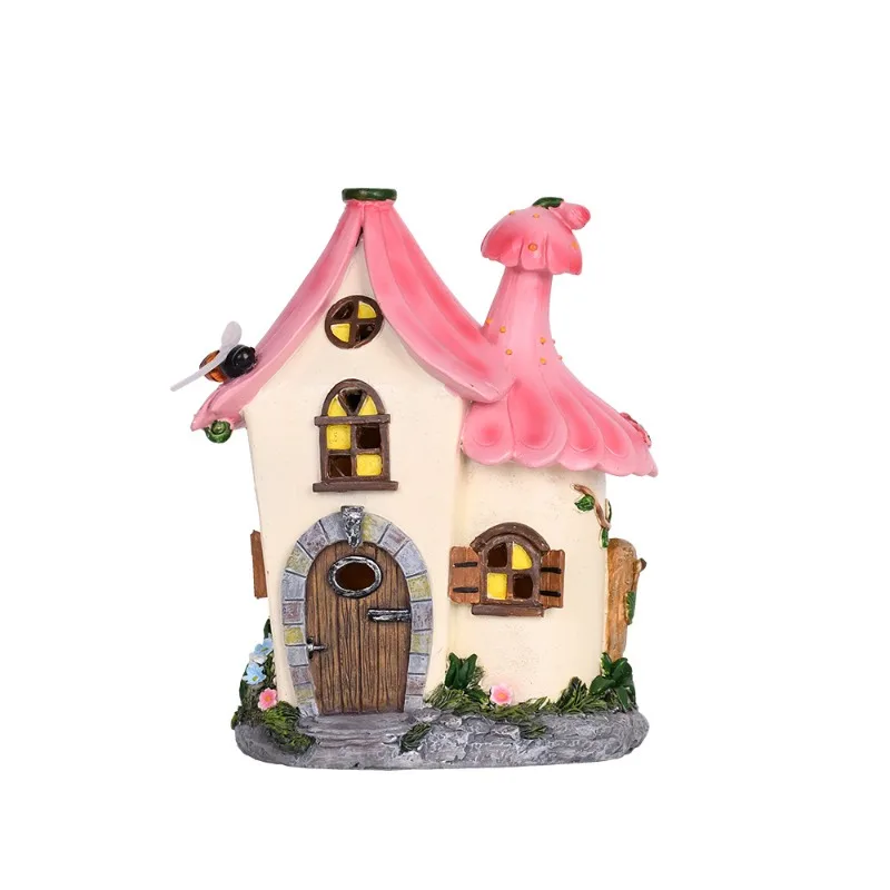 Solar Resin House LED Night Light Christmas Garden Yard Decor Ornament