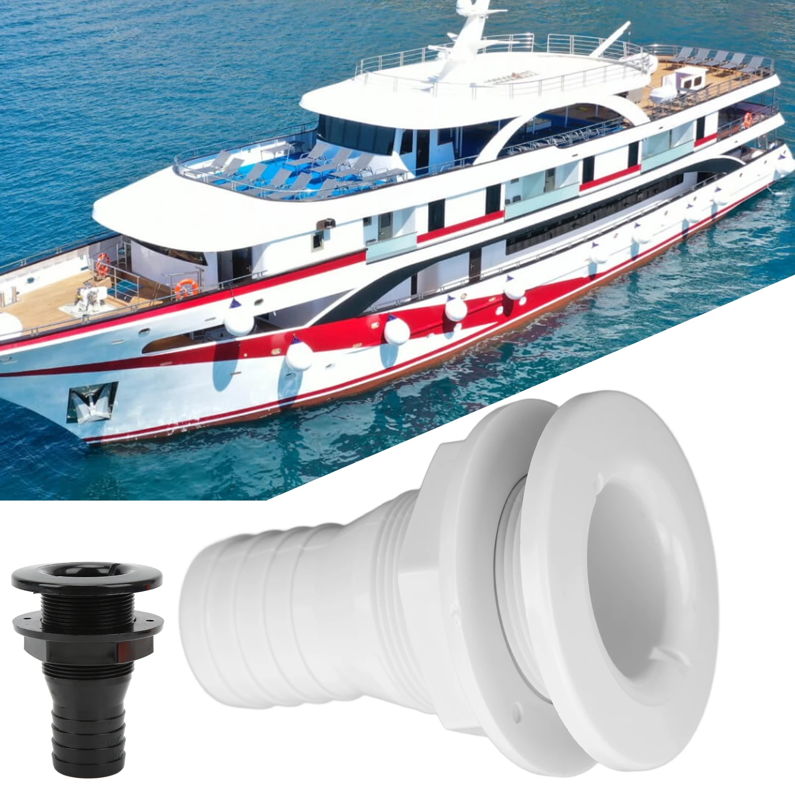 1‑1/2in Thru Hull Fitting Straight ABS Hose Connector Accessory for Boats Marines Marine Accessories Thru Hull Hose Connection