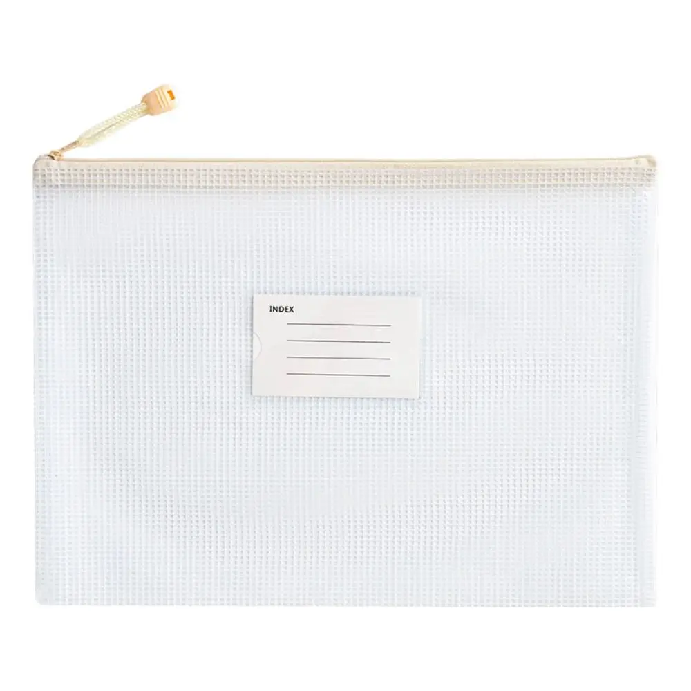 Durable PVC A4 Mesh File Bag Thickened Transparent Information Bag Subject Sorting Zipper Document Storage Bag Student