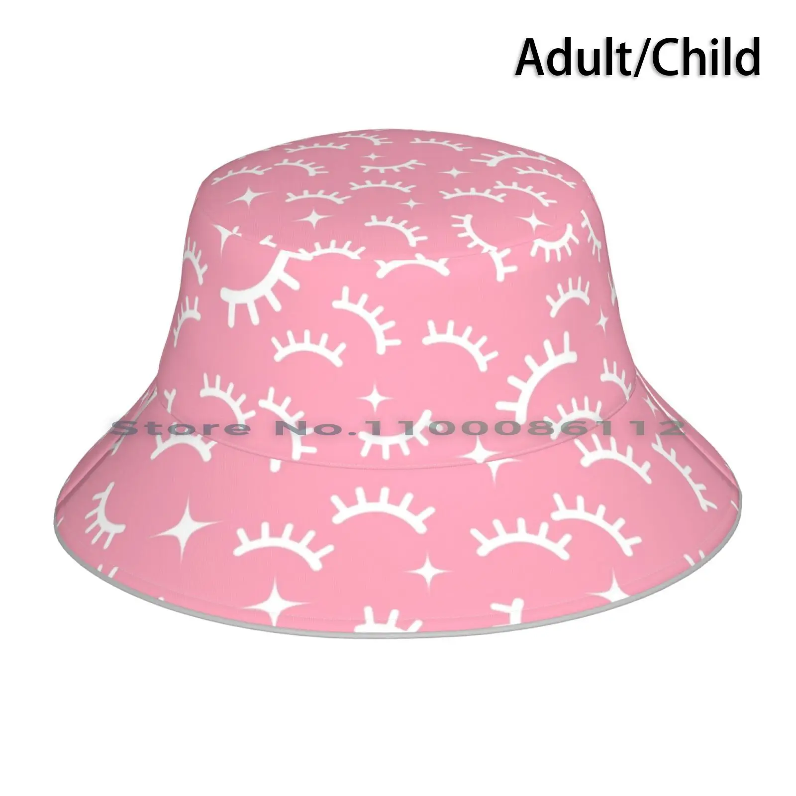 Eyelash Eyelashes Lash Pattern Bucket Hat Sun Cap Makeup Eyelashes Eyes Mascara Girly Pretty Diamonds Love Pearls Womens