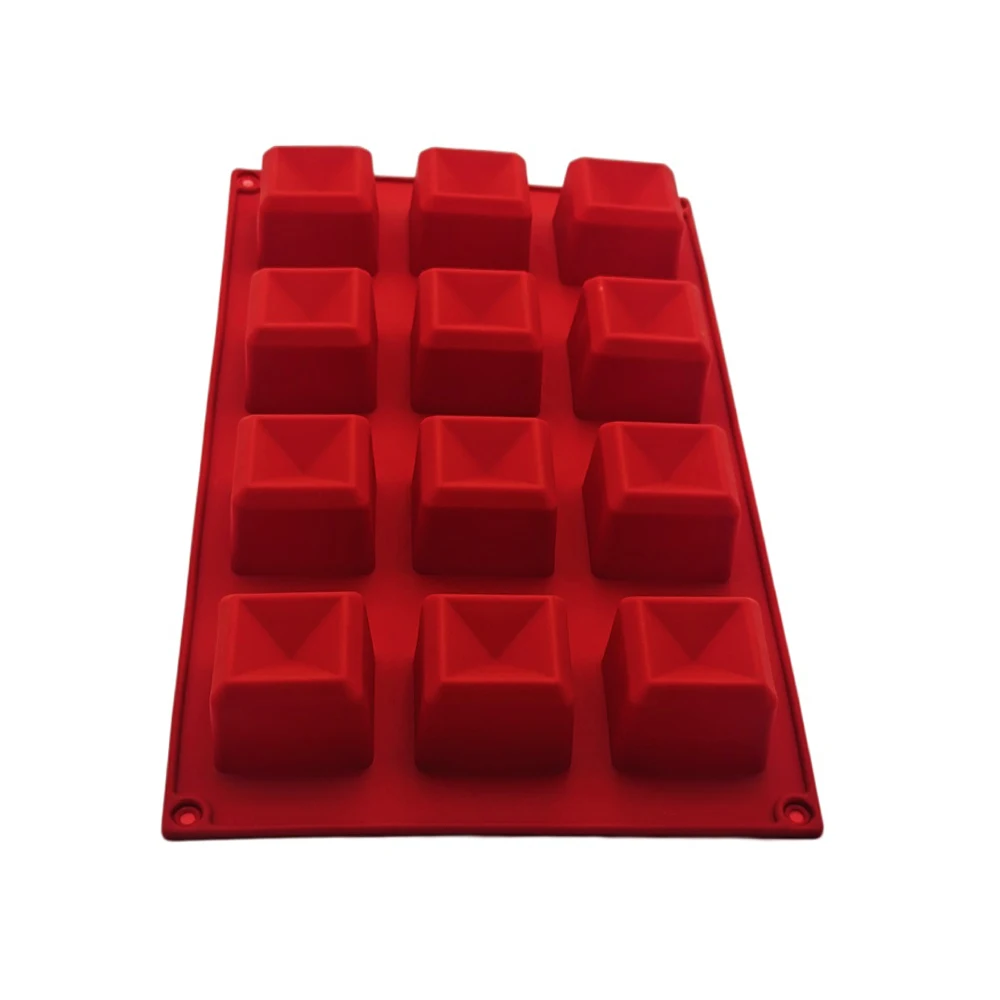 New Arrival 12 Hole Square Center Concave Shape Silicone Mousse Dessert Mold DIY Chocolate Cake Decoration Ice Tray Baking Tools