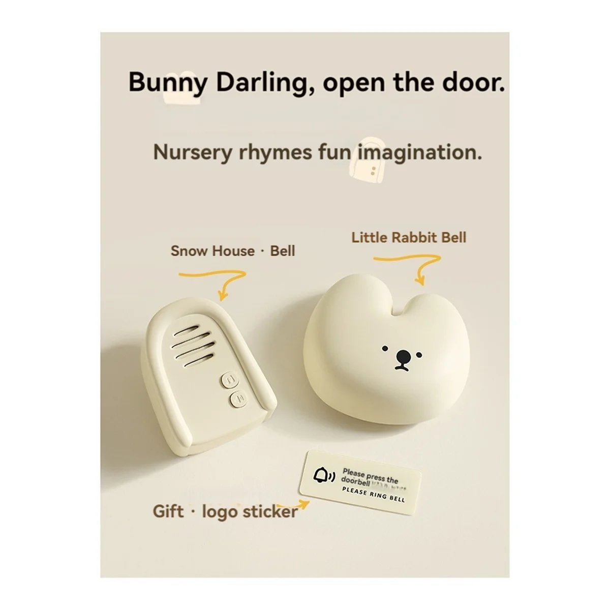 Bunny Doorbell Rabbit Doorbell Wireless 3-Speed Adjustable Volume Fun Pager Entry Reminder for Home Apartment