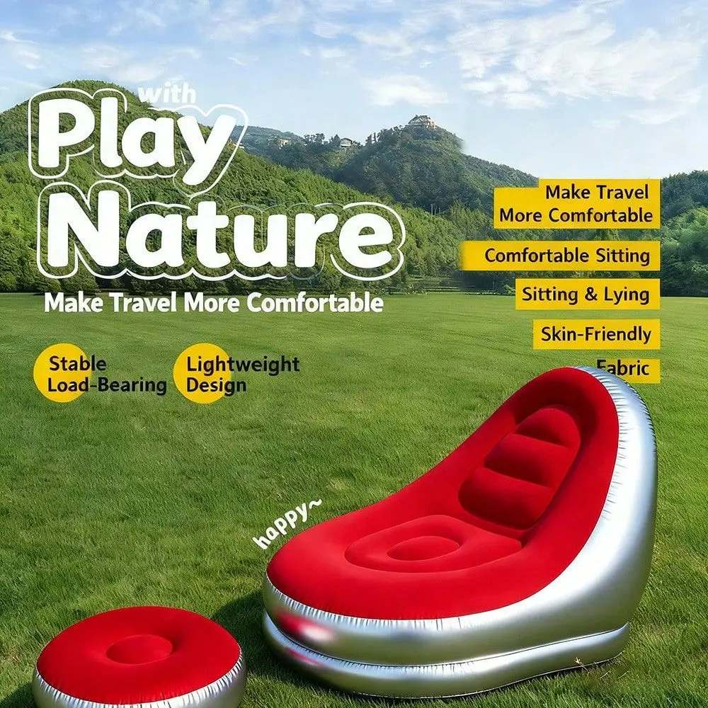

Sofa, Inflatable Sofa, Home Inflatable Leisure Chair, Flocked Sofa, With Inflatable Footrest, With FootOperated Air Pump, Suita