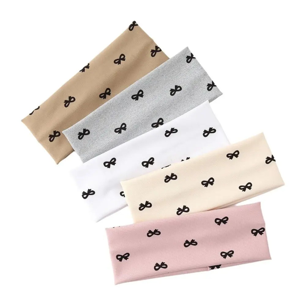 

Durable Bow Print Yoga Headband Sweat-absorbent Hair Accessories Sport Hairband Elastic Makeup Headband Sports