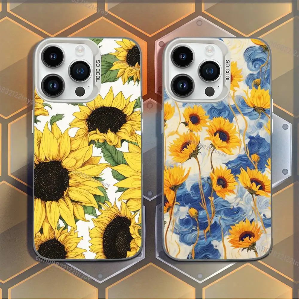 

Sunflower Flower Oil Painting Phone Case For iPhone 17,16,15,14,13,12,11,Mini,Pro,E,MAX White Candy Matte Shockproof Cover