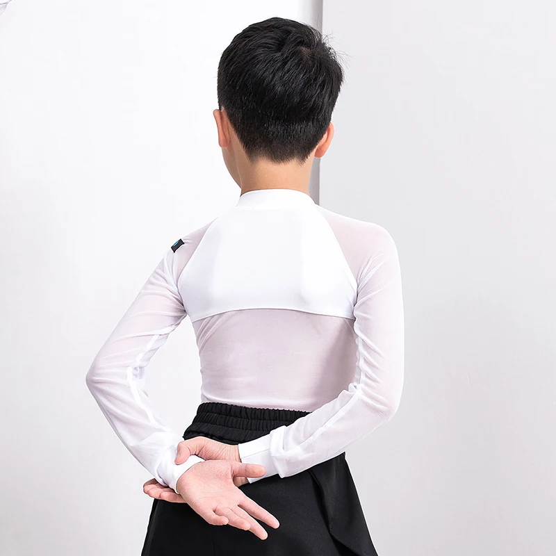 Fashion Latin Dance Costumes For Boys Black Long Sleeve Shirts Bodysuit Ballroom Dancing Clothes Latin Competition Dress DN7115