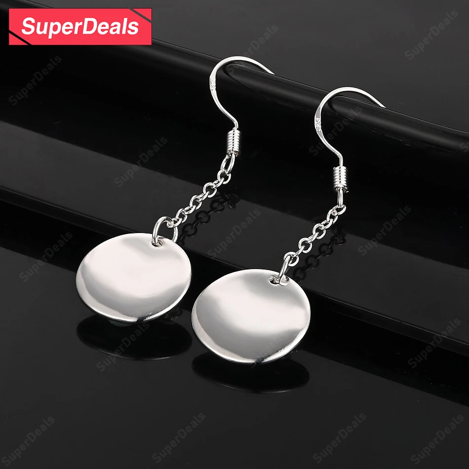 

SuperDeals 925 Sterling Silver Smooth Round Drop Earring Fashion Simple Jewelry Women Birthday Anniversary Party Popular Gift