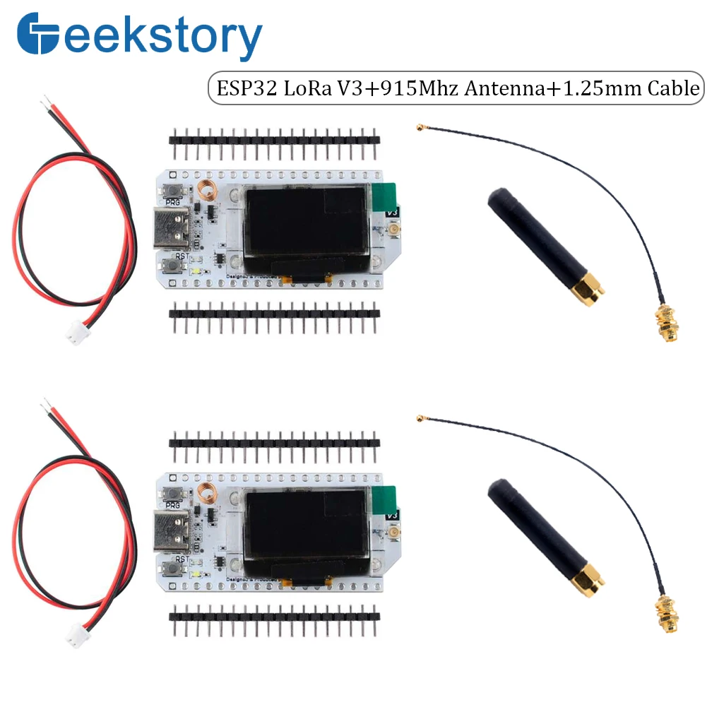 2 Sets ESP32 LoRa V3 Development Board 868MHz-915MHz SX1262 BT+WIFI with 0.96 Inch OLED Display+Lora Antenna for Arduino IOT