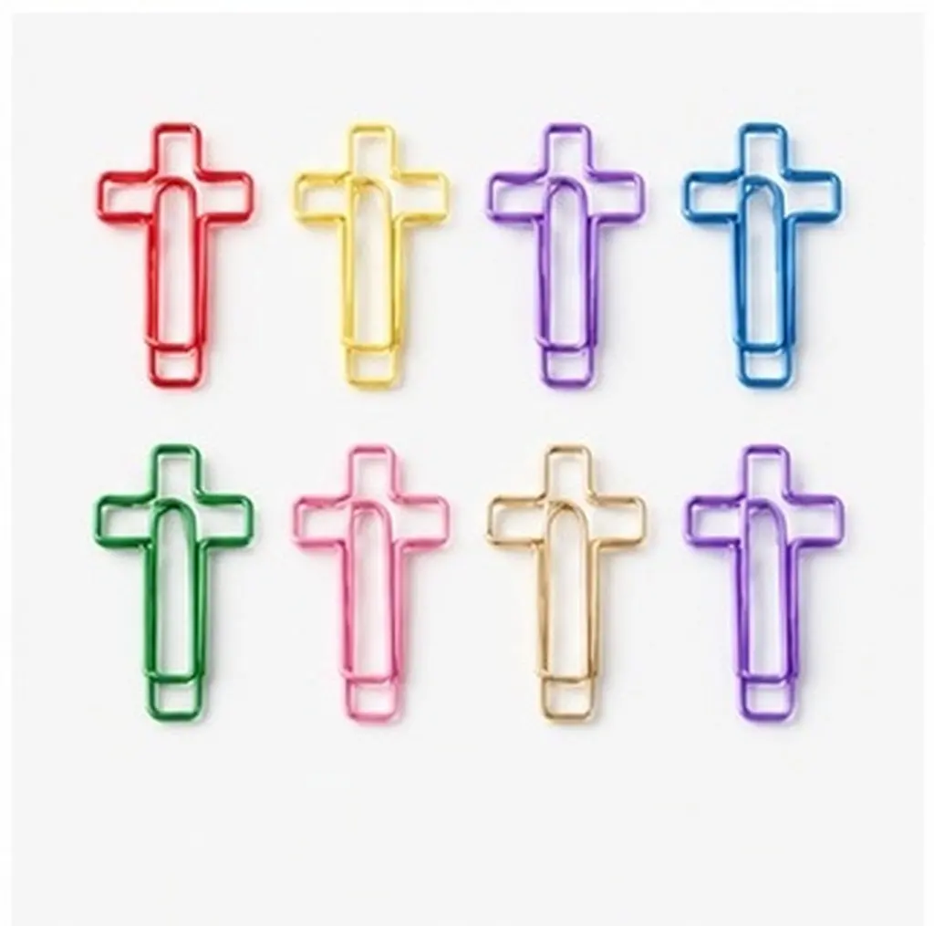 120Pcs Cross Paper Clips 8 Assorted Bright Colors Bible Study Accessories Journaling Bookmarks Paperclips Christian Office Home