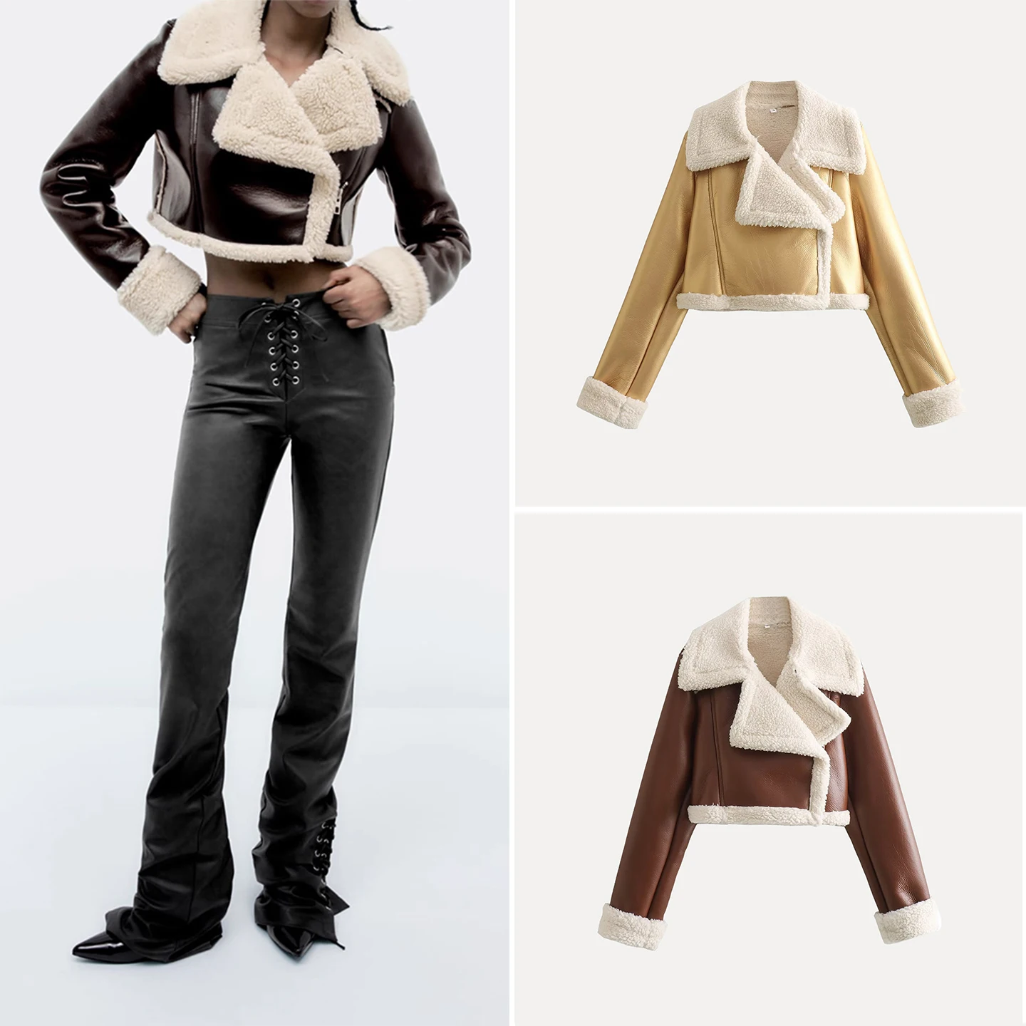 

Fall 2025 Women's Faion Long Sve ort Jaet Multi-Color Versatile Outerwear Stand Fit Ladies' Zipper Closure Coat