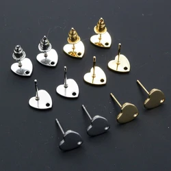 20 stks 8mm Hart 316 Roestvrij Staal Vergulde Pin Bevindingen Stud Oorbel Met Gat Connector Voor DIY Sieraden Maken levert