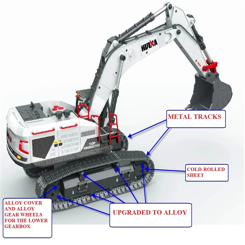 HUINA 1/14 RC escavatore telecomandato in lega 2.4GHZ 22CH telecomando senza fili Crawler Construction Vehicle Model Boy Toy Gift