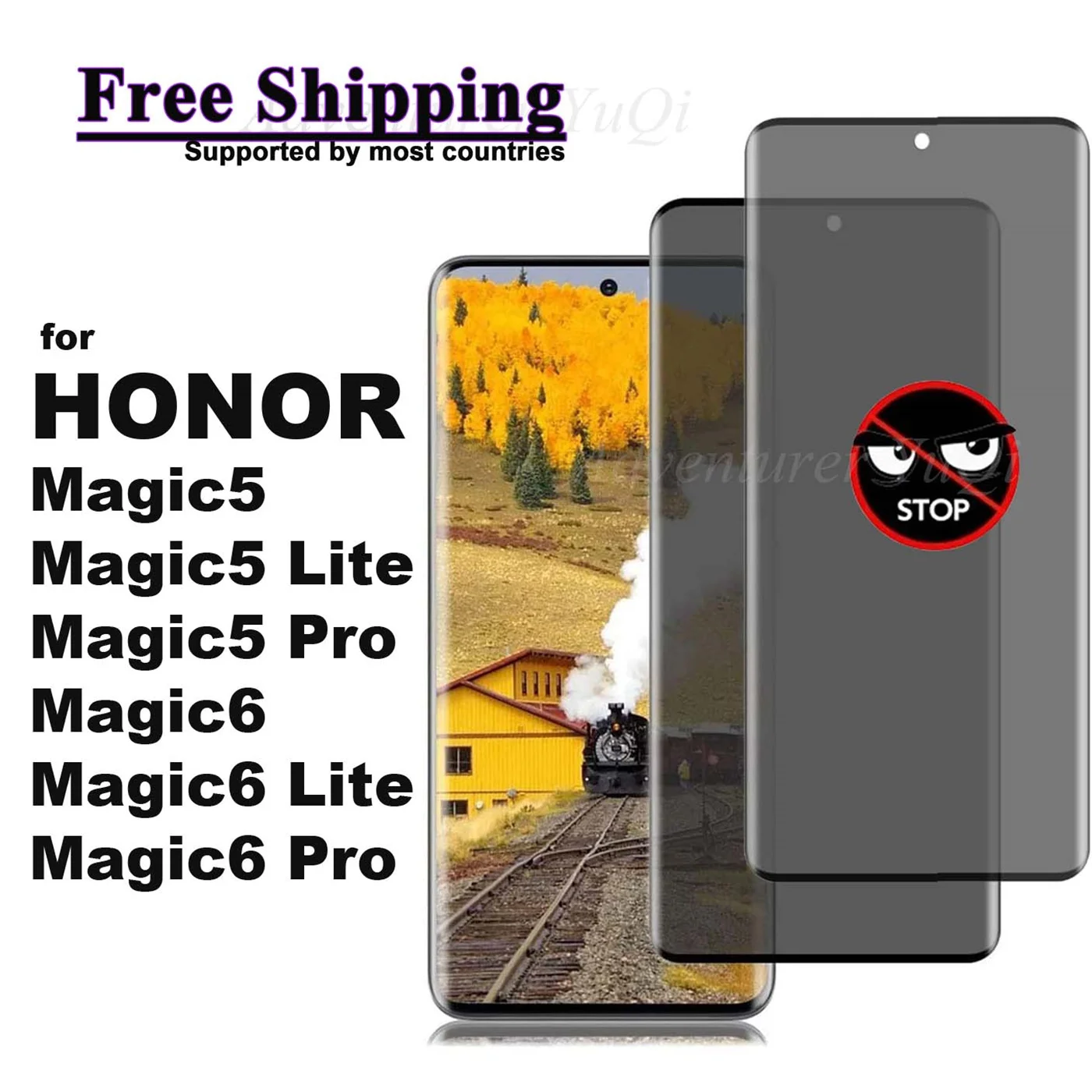 Anti Spy Screen Protector For Honor Magic6 Magic5 Lite Pro Magic 6 , 3D Curve Privacy Tempered Glass High Aluminum Anti Glare 9H