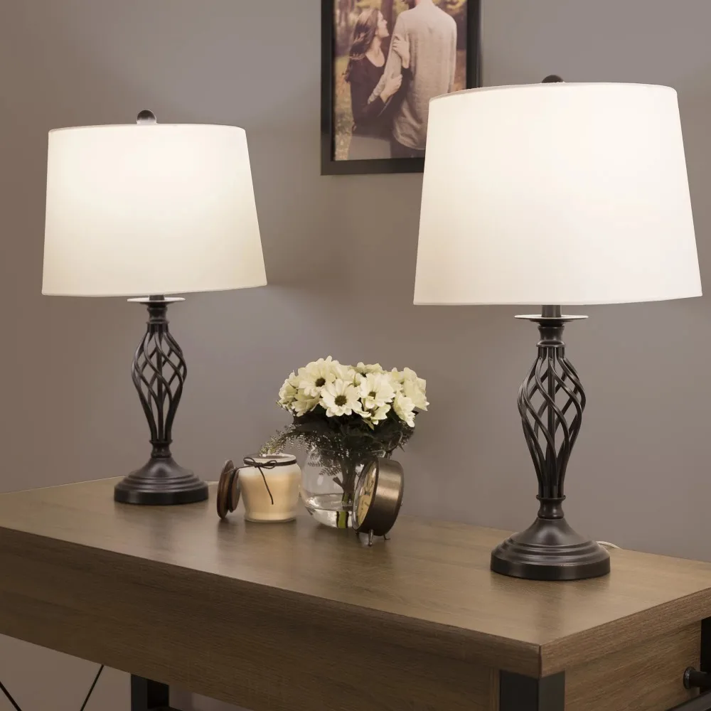 

Bedside Lamps Bedside Table Bedroom Free Shipping Set of 2 Oil-Rubbed Spiral Table Lamps With Shades Light Fixture Desk Lamp