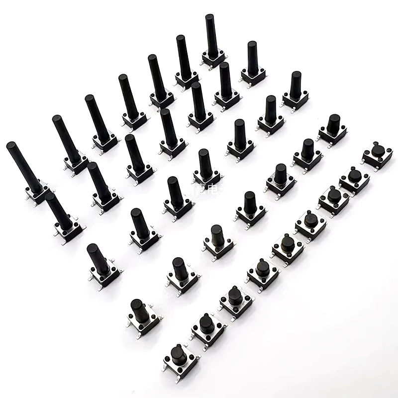 

20PCS Tact Push Button Switch 12V Copper 4Pin SMD Micro Switch 6X6X5 4.3 5 5.5 6 7 8 9 10 11 12 13 15MM TV Toys Home Use Button