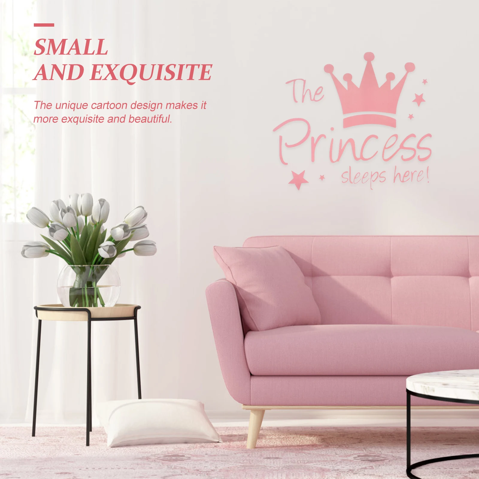 

2Pcs Crown Wall Stickers Unique Texture Fresh Colors Girl Room Adorn Safe Durable Home Wall Decor Crown Stickers