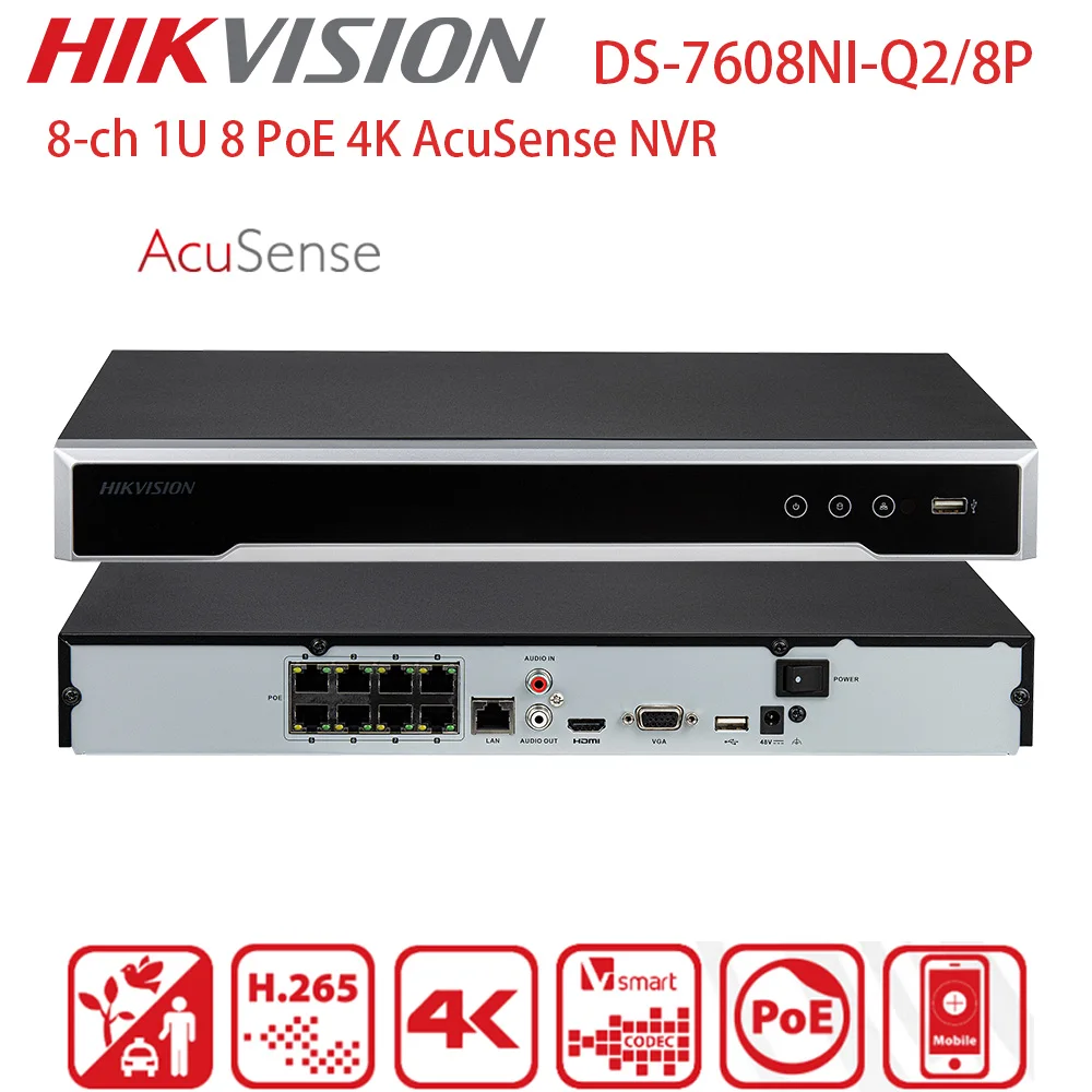 

Hikvision 8ch 4K NVR 2HDDs AcuSense DS-7608NI-Q2/8P 80Mbps VCA Motion Detection 2.0