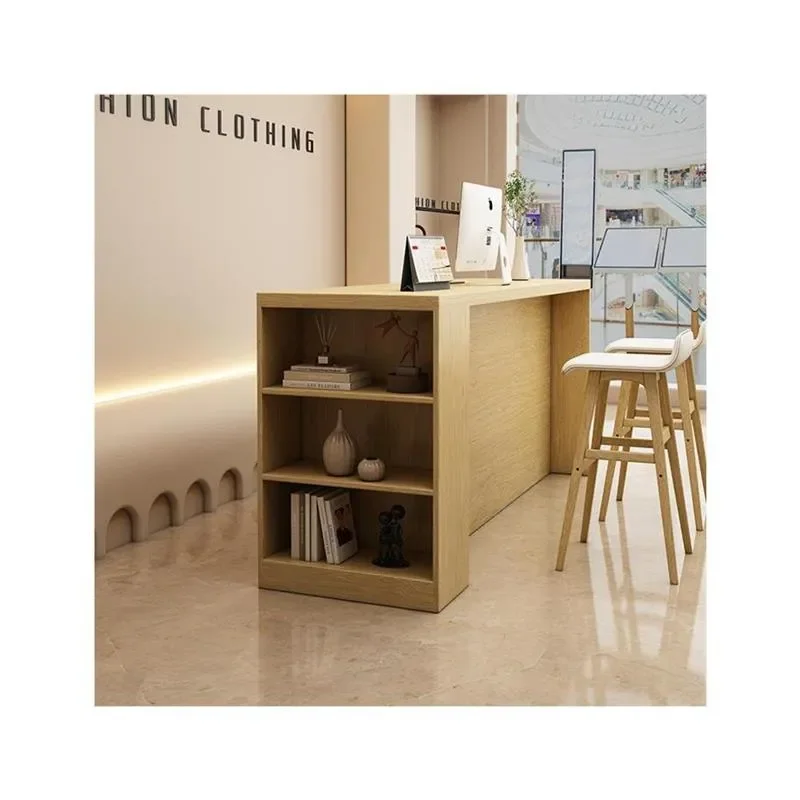 Nordic Wood Reception Desk with Baking Paint Finish for Beauty Salon Bar or Retail Store Checkout Counter
