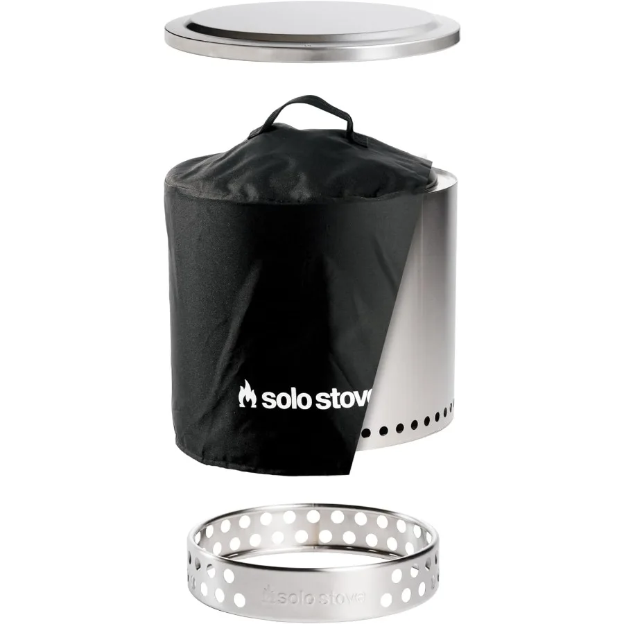 

Portable and Smokeless Fire Pit Bundle with Stand Lid and Shelter for Outdoor Camping and Backyard Use Suitable for 24 People D