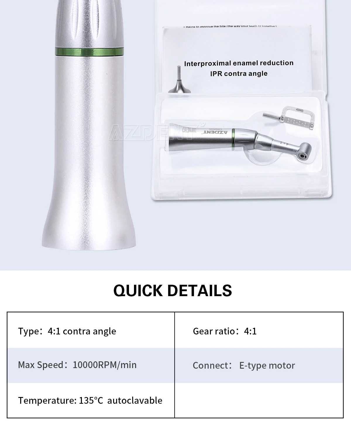 AZDENT Dental 4:1 Reduktions-Interproximal-Stripping-Winkelstück mit 40HD-Stripping-Niedriggeschwindigkeits-Handstück Zahnmedizinisches Instrument – Detail 8