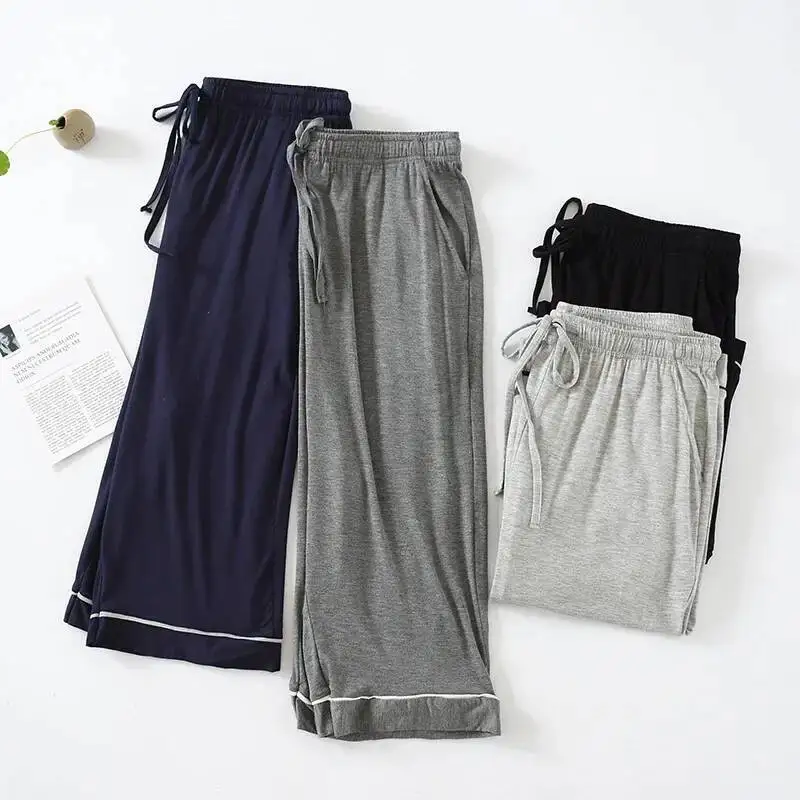 

Men's Modal Cropped Pama Summer Large Size Stretch Home Thin Loose Sports Pants Air Conditioning Lounge Wear