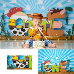 Cowboy Theme Backdrops Kids Baby Photography Child 1st Birthday Cake Smash Photocall Decors Backgrounds