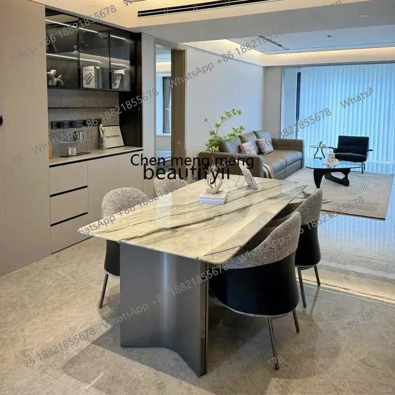 M178 Dining table High-end household light luxury designer rectangular villa natural marble dining table