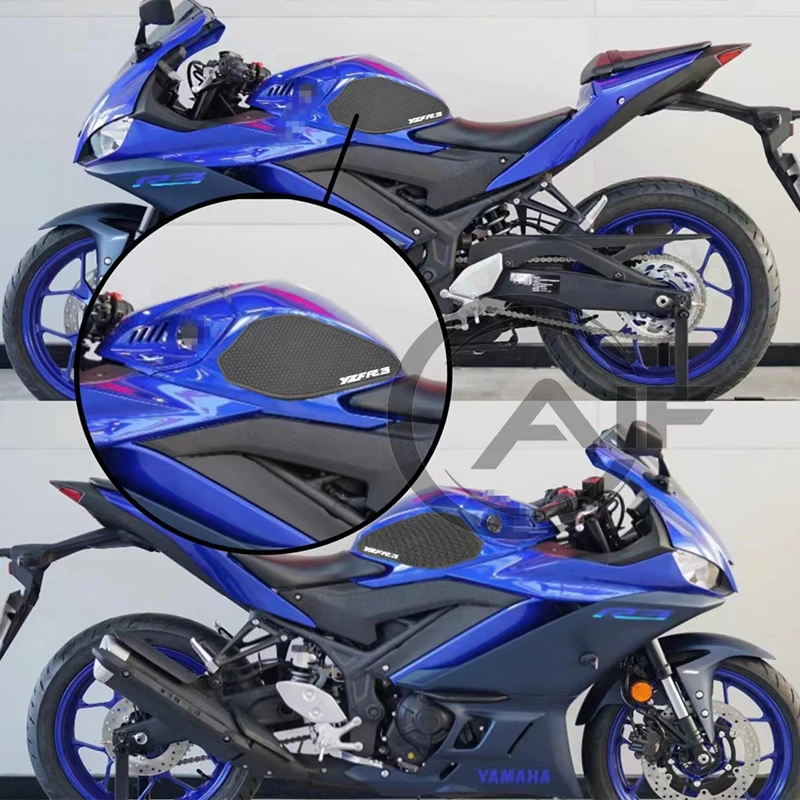 

For Yamaha YZF-R3 2019 -2023 Motorcycle Non-slip Side Fuel Tank Pad Stickers Waterproof Rubber Sticker Fit