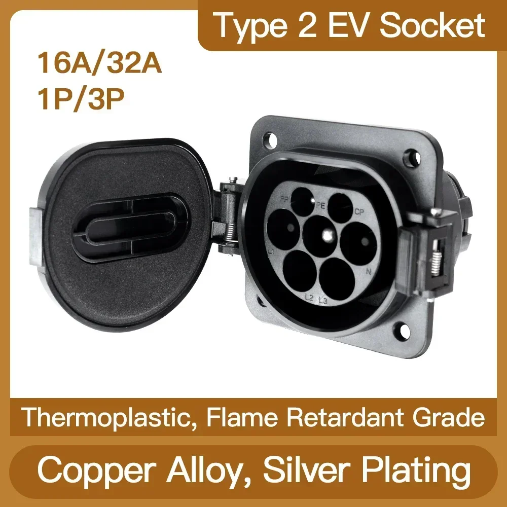 Pojazd elektryczny samochody ładowanie gniazdo Evse typ 2 gniazda EV 16A-32A 1P 3 fazy dla IEC 62196-2 ładowarka EV adapter do gniazda wtyczka