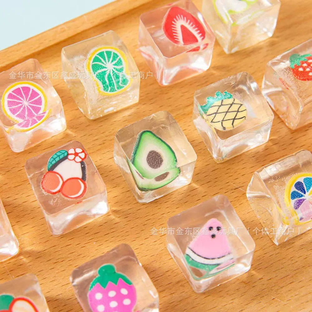 3pcs Random Style Ice Cube Fruit Soft Pinch Relieve Daily Stress Tension Decompression Slow Rebound Fidget Office Decoration Toy