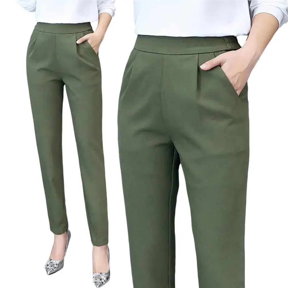 2023 Classic Women\'s Pencil Pants Spring Basic Solid High Waist Straight Pant Female Casual Slim Ankle Length Trouser Pantalones