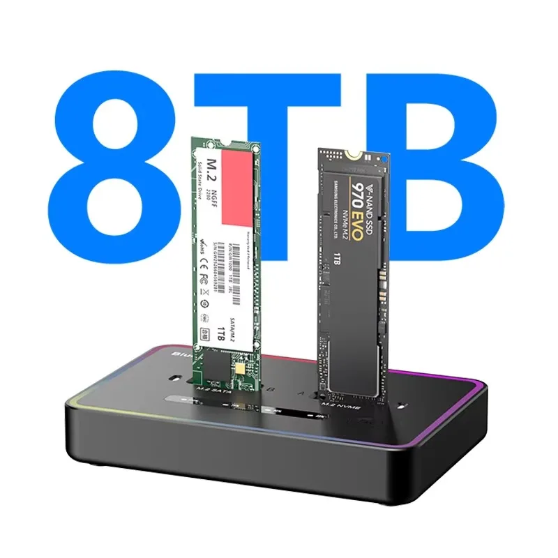 

M2 SSD Case Dock Station M2 Duplicator Cloner Dual Bay Offline USB A USB C to M2 NVME SATA SSD Enclosure Docking Station