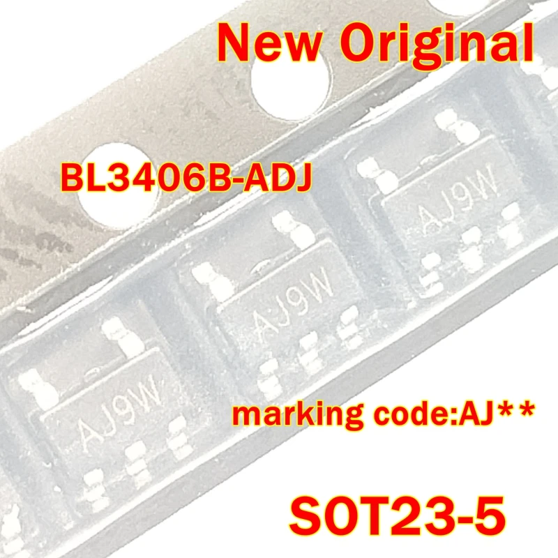 1pcs to 100pcs  New Original  BL3406B-ADJ SOT23-5 marking code:AJ** 1.5 MHz, 800mA Synchronous Buck Converter