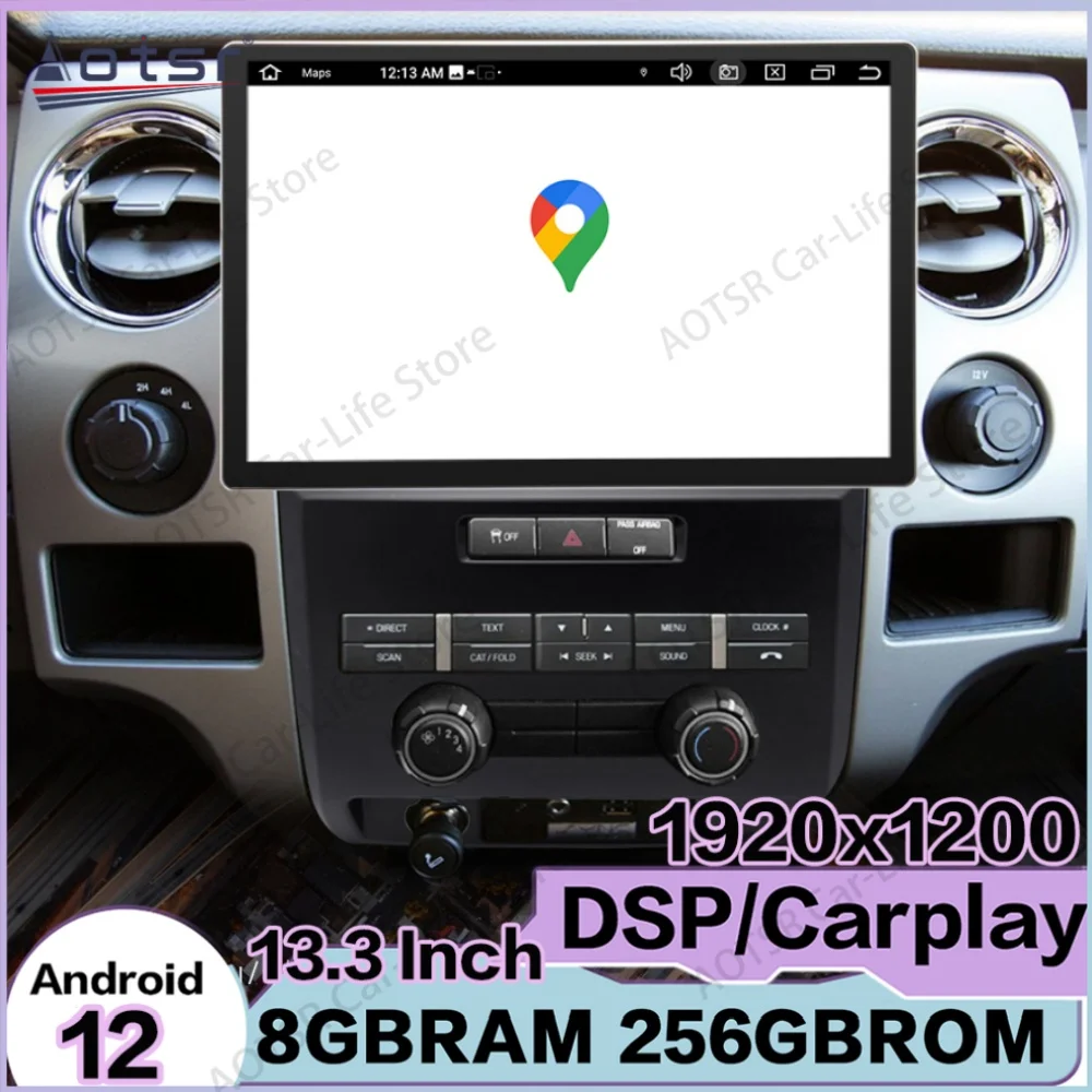 

13,3-дюймовый экран 2K HD для Ford Raptor F150 2008~2014 Мультимедийный Android Автоматический плеер GPS Автомобильный радиоприемник Стереоприемник IPS Головное устройство