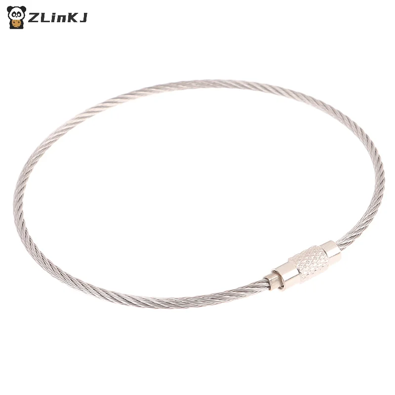 ▶10Pcs 1.5x100/150/200mm Metal Wire Cable Loop Screw Lock Gadget Ring Key Holder Keyring Keychain Tag Rope Jewelry Findings