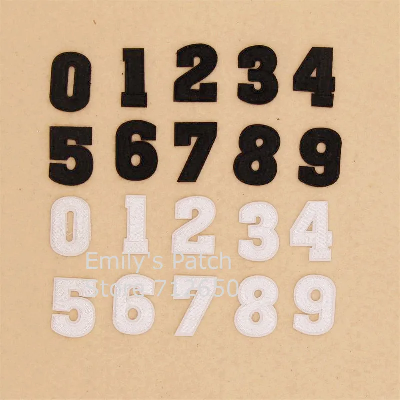 New Arrival 10 Pcs Black And White Color Arab Numbers 0-9 Embroidered Patch Iron On Motif Garment Bag Hat Shoe Jeans Accessory
