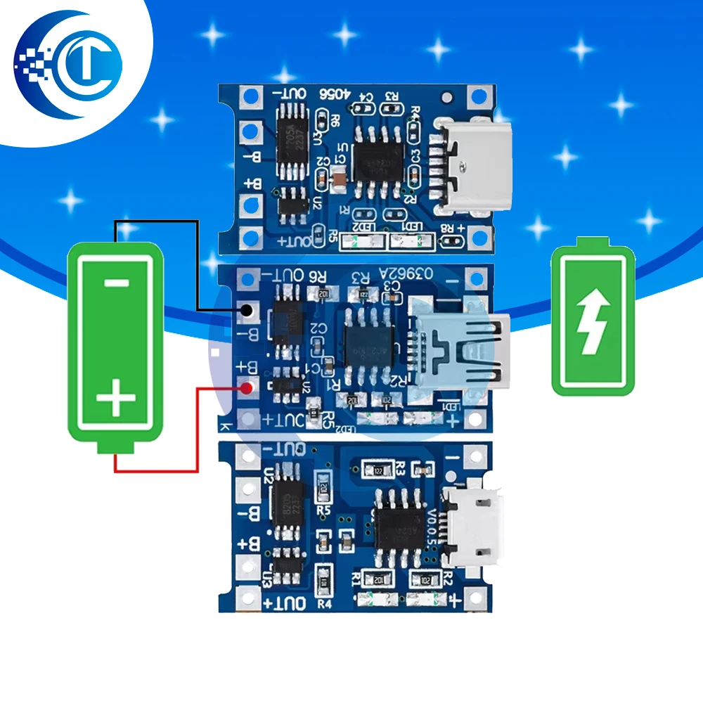 CTL 5 В 1 А Micro USB 18650 type-c Плата для зарядки литиевой батареи Модуль зарядного устройства + защита Двойные функции TP4056 18650